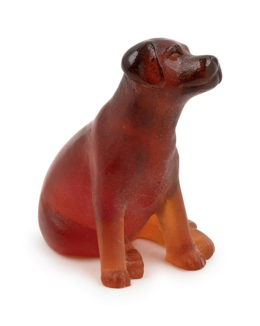 Daum France, Late 20th Century Labrador Figurine: Daum France, Late 20th Century Labrador Figurine pate de verre glass signed Height 3 3/4 inches