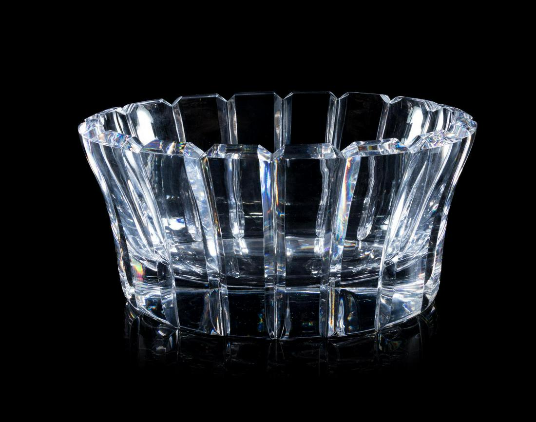 Orrefors Sweden, Late 20th Century Serving Bowl: Orrefors Sweden, Late 20th Century Serving Bowl mold-blown and cut glass H 6 inches