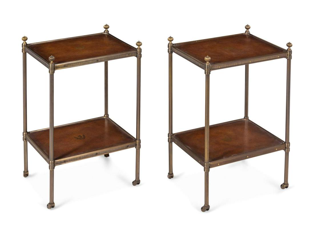 A Pair of Directoire Style Bronze Mounted Side Tables: A Pair of Directoire Style Bronze Mounted Side Tables 20th Century Height 23 1/2 x width 15 x depth 12 inches. Property from the Collection of Dr. Gregory Boshart and Dr. William Lawrence, Chicago, Il