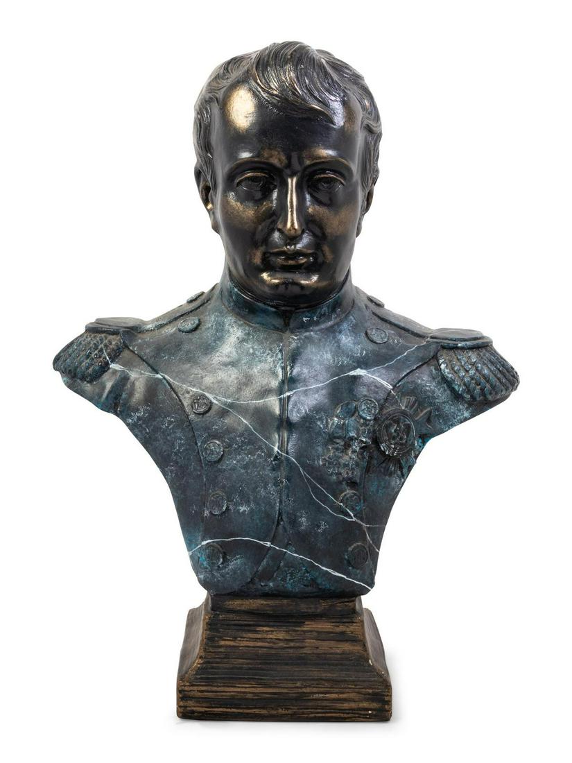 A Painted Resin Bust of Napoleon: A Painted Resin Bust of Napoleon 20th Century Height 27 3/4 inches. Property from the Collection of Dr. Gregory Boshart and Dr. William Lawrence, Chicago, Illinois