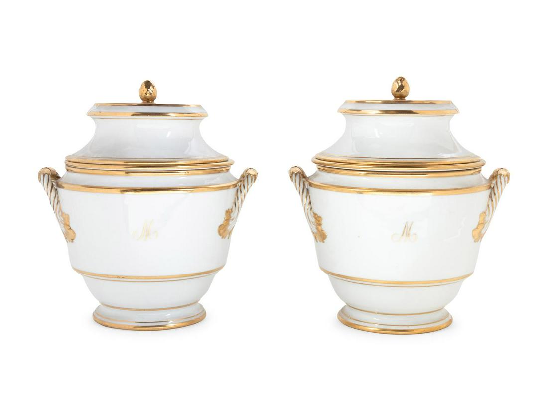 A Pair of Paris Porcelain Covered Fruit Coolers: A Pair of Paris Porcelain Covered Fruit Coolers 19th Century Height 11 inches. Property from the Collection of Dr. Gregory Boshart and Dr. William Lawrence, Chicago, Illinois