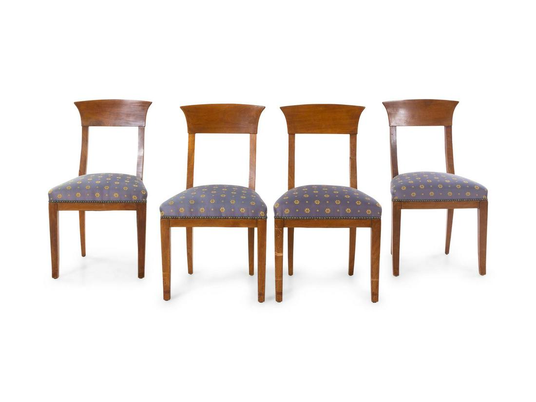 A Set of Four Biedermeier Chairs: A Set of Four Biedermeier Chairs Late 19th/Early 20th Century Height 35 3/4 inches. Property from the Collection of Dr. Gregory Boshart and Dr. William Lawrence, Chicago, Illinois