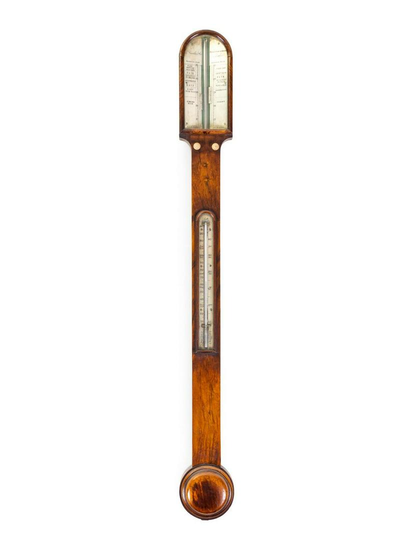 An English Mahogany Stick Barometer: An English Mahogany Stick Barometer L. Casella & Co., Late 19th/Early 20th Century further set with a thermometer. Height 38 inches. Property from the Collection of Dr. Gregory Boshart and Dr. William