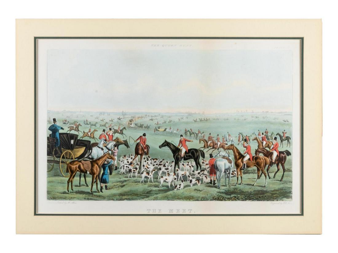 After Henry Thomas Alken Sr. (British, 1785-1851): After Henry Thomas Alken Sr. (British, 1785-1851) eight prints from The Quorn Hunt, comprising The Meet, Drawing Cover, Tally Ho! And Away, Snob is Beat, The Pace Begins to Tell, Full Cry: Second Hors
