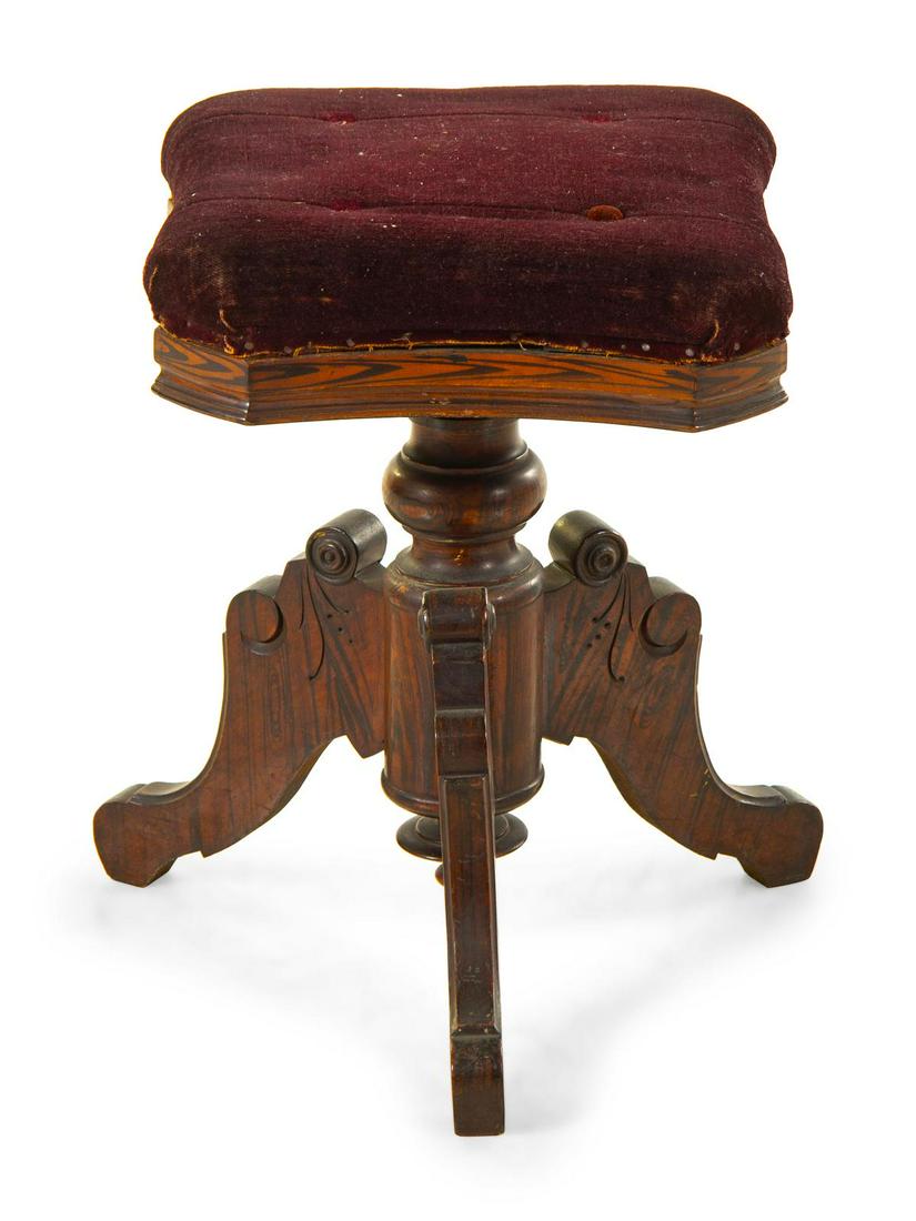 A Victorian Piano Stool: A Victorian Piano Stool 19th Century Property from the Chicago Historical Society
