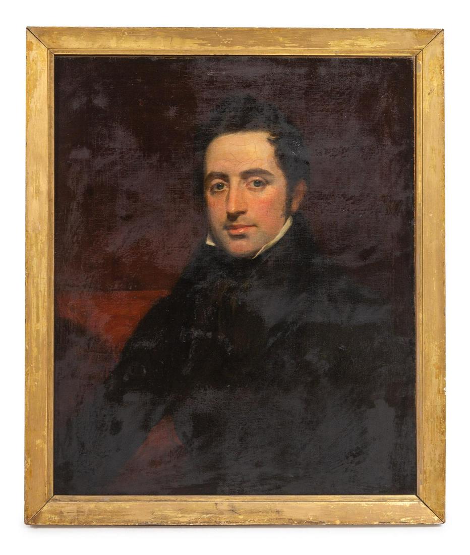 Artist Unknown, 19th Century: Artist Unknown, 19th Century Portrait of a Man oil on canvas 29 1/2 x 24 1/4 inches. Property from the Collection of Dr. Gregory Boshart and Dr. William Lawrence, Chicago, Illinois