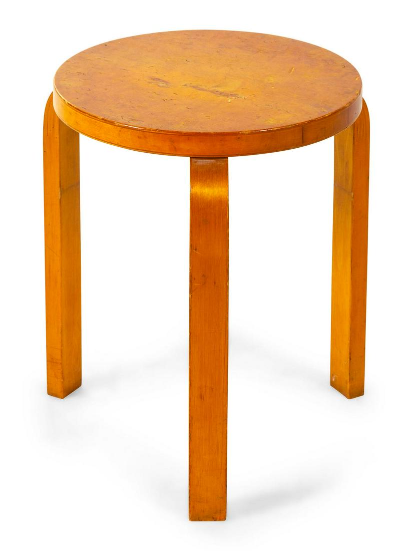Alvar Aalto (Finnish, 1898-1976): Alvar Aalto (Finnish, 1898-1976) Artek, Finland Stool figured maple, laminated birch Height 17 inches. Property from a Private Collection, Chicago, Illinois