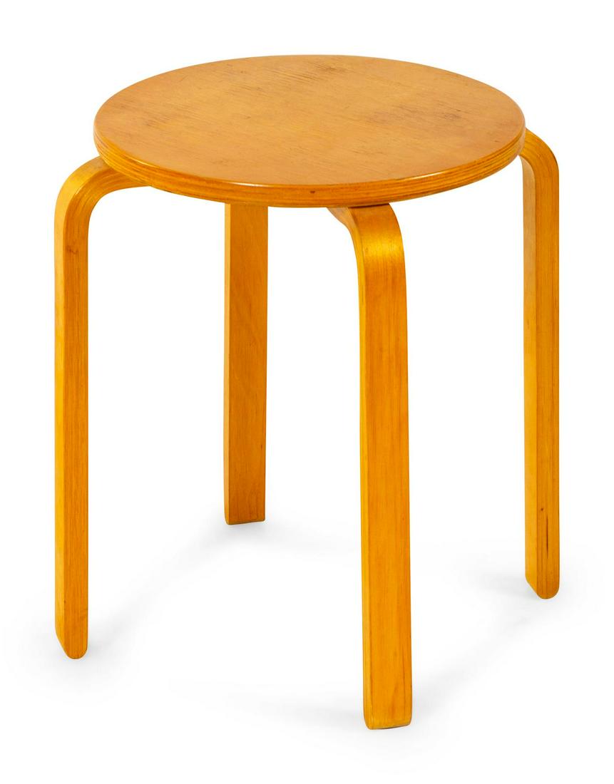 Alvar Aalto (Finnish, 1898-1976): Alvar Aalto (Finnish, 1898-1976) Artek, Finland Stool birds eye maple, birch plywood Height 17 3/4 inches. Property from a Private Collection, Chicago, Illinois