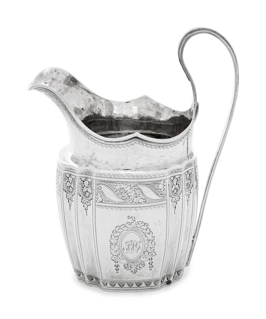 A George III Silver Creamer: A George III Silver Creamer London, Late 18th/Early 19th Century 5 ozt 18 dwts Height 5 1/2 inches. Property from a Midwest Collector