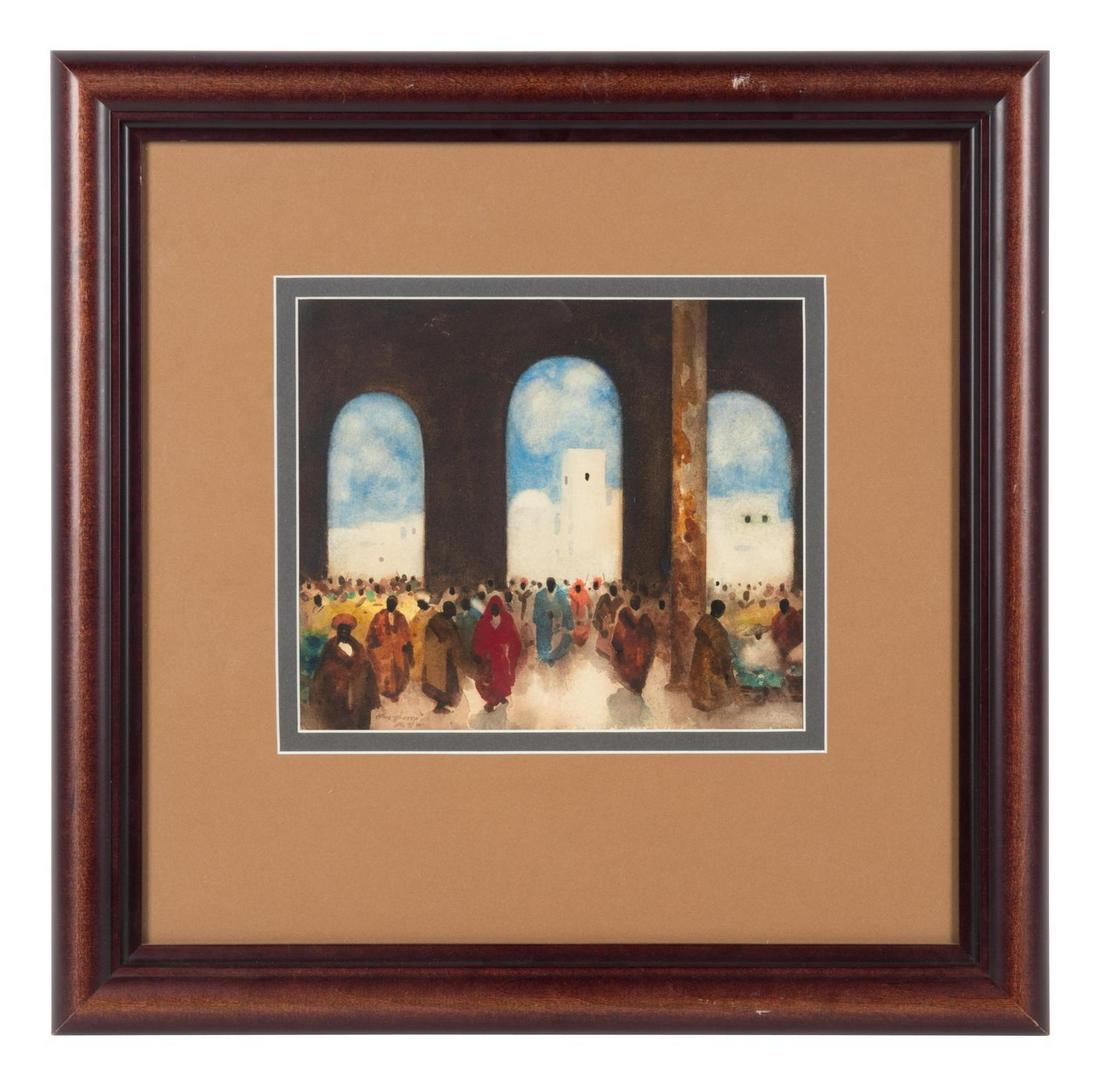 Serwan Baran (Iraqi, b. 1968) and Hans Hansen: Serwan Baran (Iraqi, b. 1968) and Hans Hansen Untitled (two works) watercolors one signed Serwan and dated 2002 (lower right); the other signed Hansen (lower left) Larger: 11 1/4 x 7 1/4 inches (visib