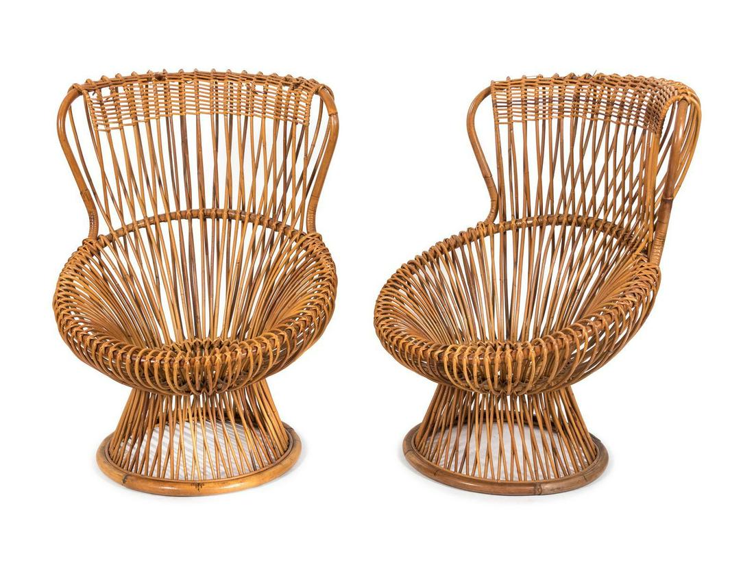 A Pair of Franco Albini "Margherita" Chairs Height 38: A Pair of Franco Albini "Margherita" Chairs 20TH CENTURY Height 38 x diameter 27 inches.