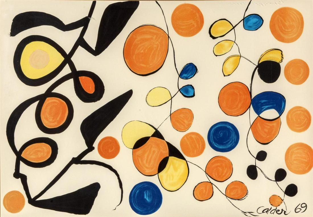 Alexander Calder (American, 1898-1976) Autumn, 1969: Alexander Calder (American, 1898-1976) Autumn, 1969 lithograph signed and dated (within print) Framed 28 x 35 5/8 inches. Deaccessioned from the Boca Raton Museum of Art to benefit the Acquisitions Fu
