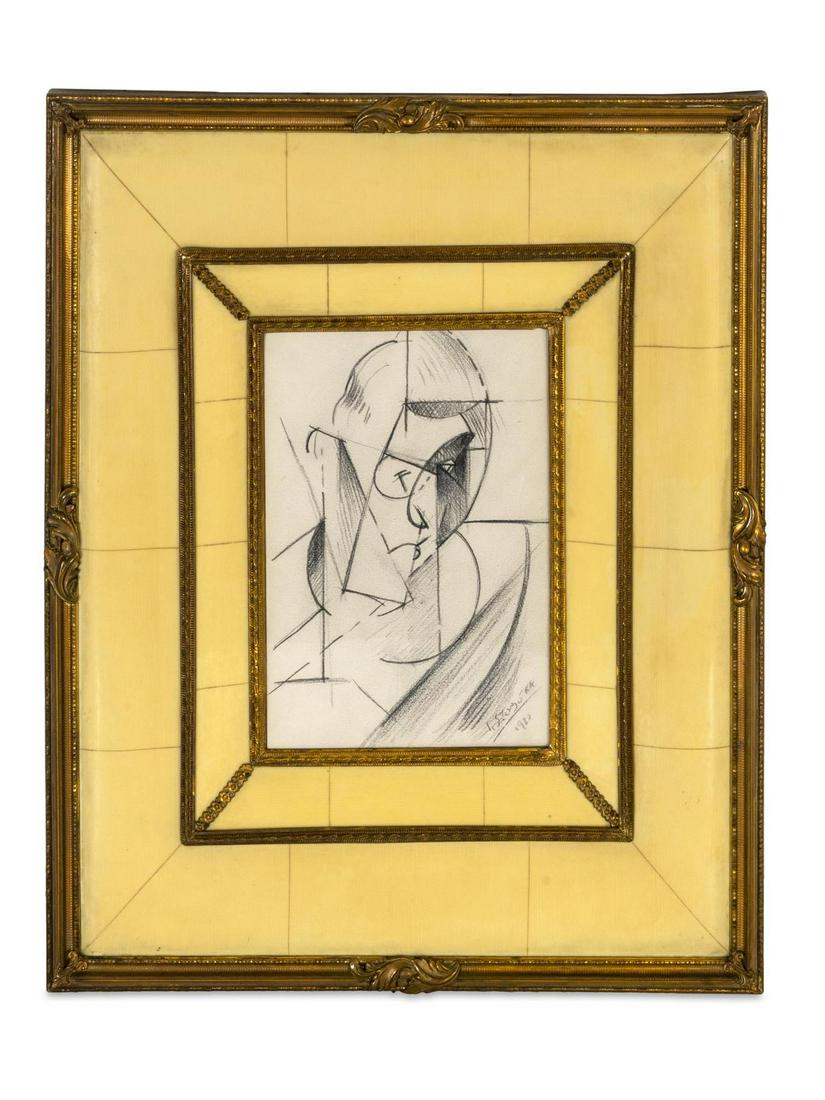 Imbre Szobotka (Hungarian, 1890 - 1961) Cubist Sketch: Imbre Szobotka (Hungarian, 1890 - 1961) Cubist Sketch for a Portrait pencil on paper signed and dated 1930 Sight 6 3/4 x 5 inches.