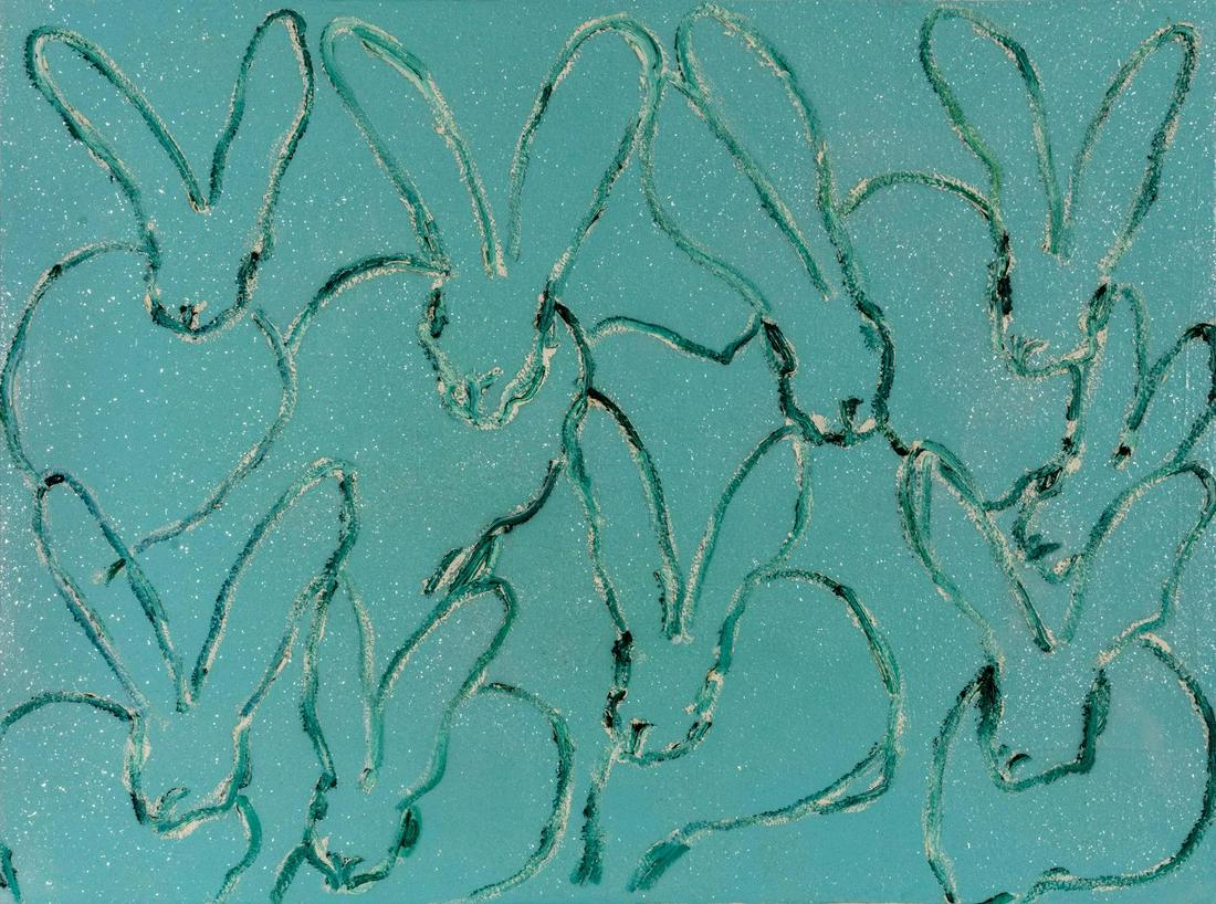 Hunt Slonem (American, b. 1951) Untitled (Rabbits),: Hunt Slonem (American, b. 1951) Untitled (Rabbits), 2016 oil on canvas, glitter signed Hunt Slonem and dated (verso) 36 x 48 inches.