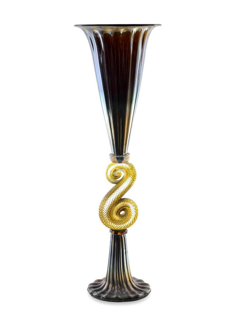 Rob Stern (American, b. 1968) Vessel: Rob Stern (American, b. 1968) Vessel with Snake Form Center blown glass Height 42 1/4 inches.