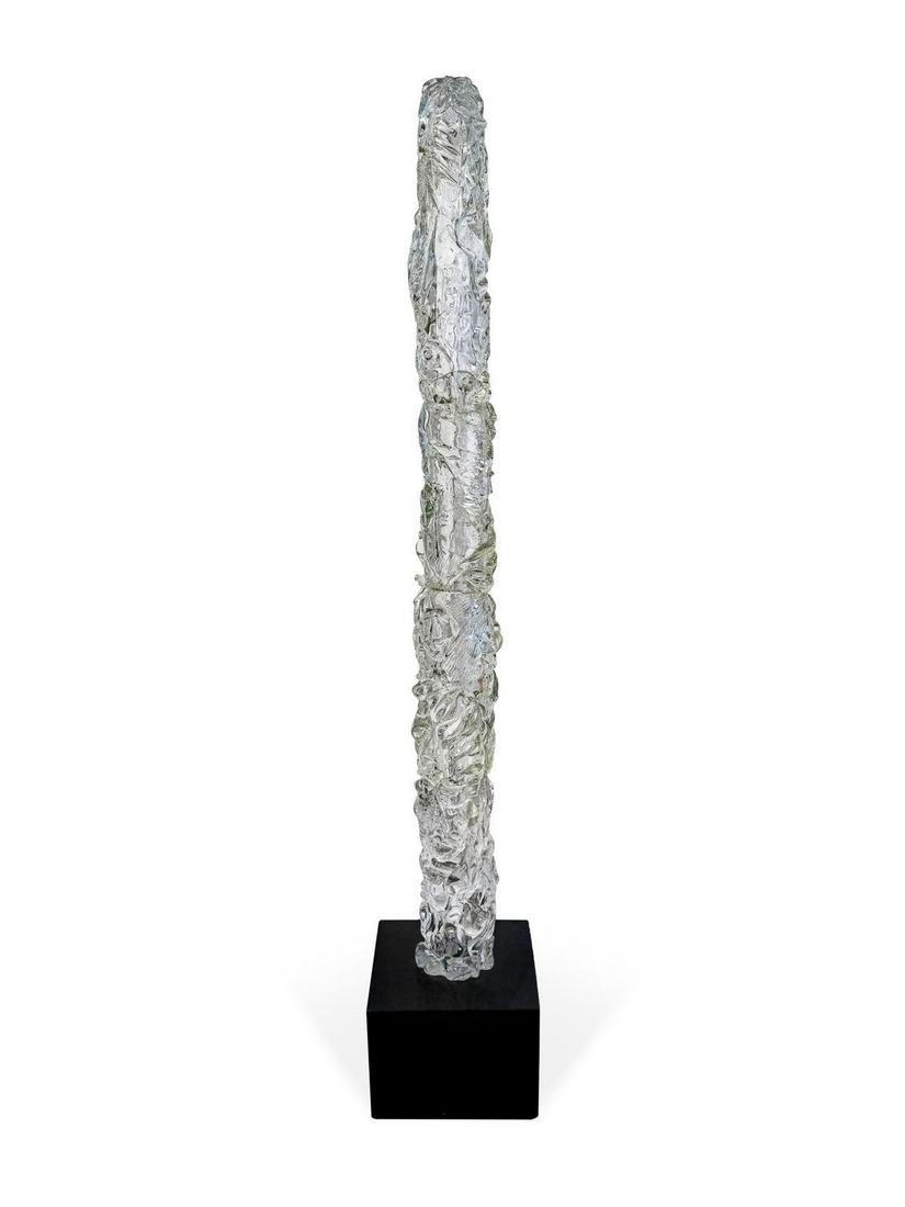 Rob Stern (American, b. 1968) Untitled, circa 2000: Rob Stern (American, b. 1968) Untitled, 1987 glass, illuminated with interior light signed and dated on base Height of glass 76 inches, height of base 11 1/2 inches.