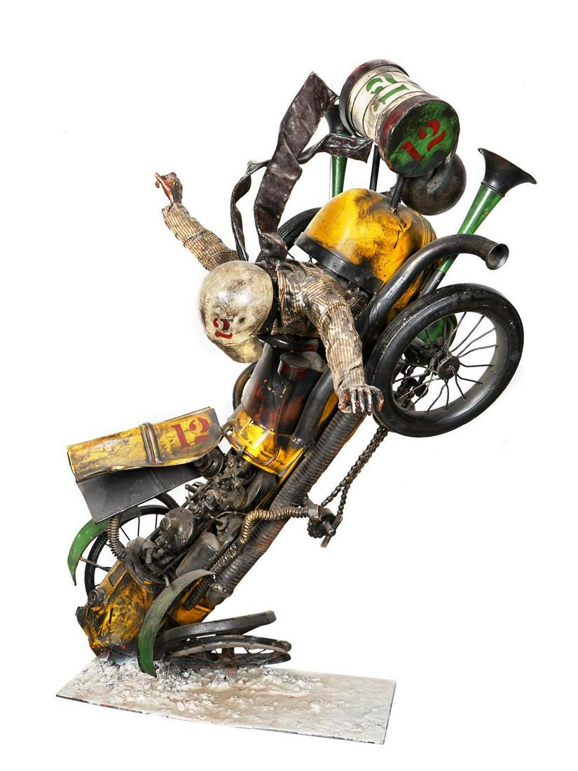 John Balsley (American, b. 1944) Yellow Rainy Day: John Balsley (American, b. 1944) Yellow Rainy Day Flashback, 1973 mixed media, scrap metal , and found objects Height 50 inches. Deaccessioned from the Boca Raton Museum of Art to benefit the Acquis