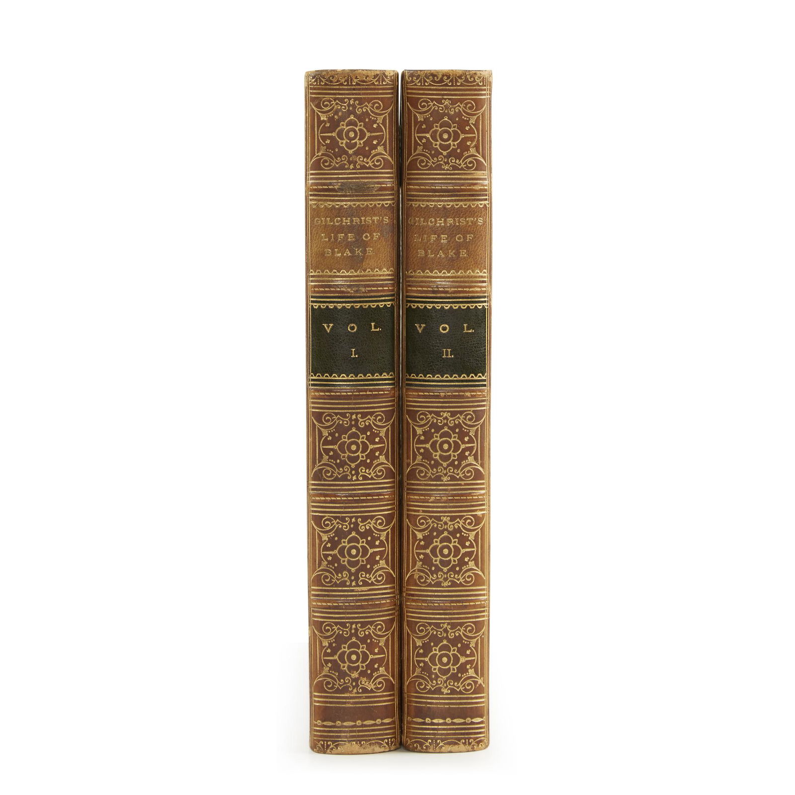 [Fine Bindings] [Blake, William] Gilchrist, Alexander,: [Fine Bindings] [Blake, William] Gilchrist, Alexander Life of William Blake… London and Cambridge: Macmillan and Co., 1863. In two volumes. Presumed first edition. 8vo. Illustrated. Bound in three-q