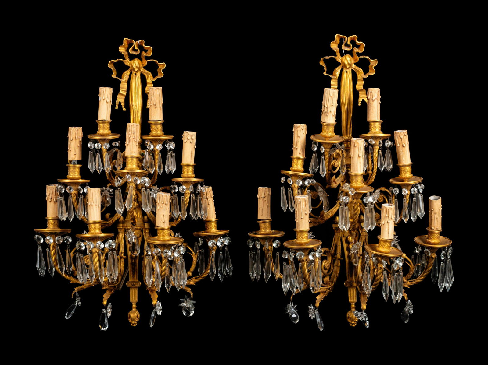 A Pair of Louis XV Style Gilt Metal Nine-Light Sconces (1 of 1)