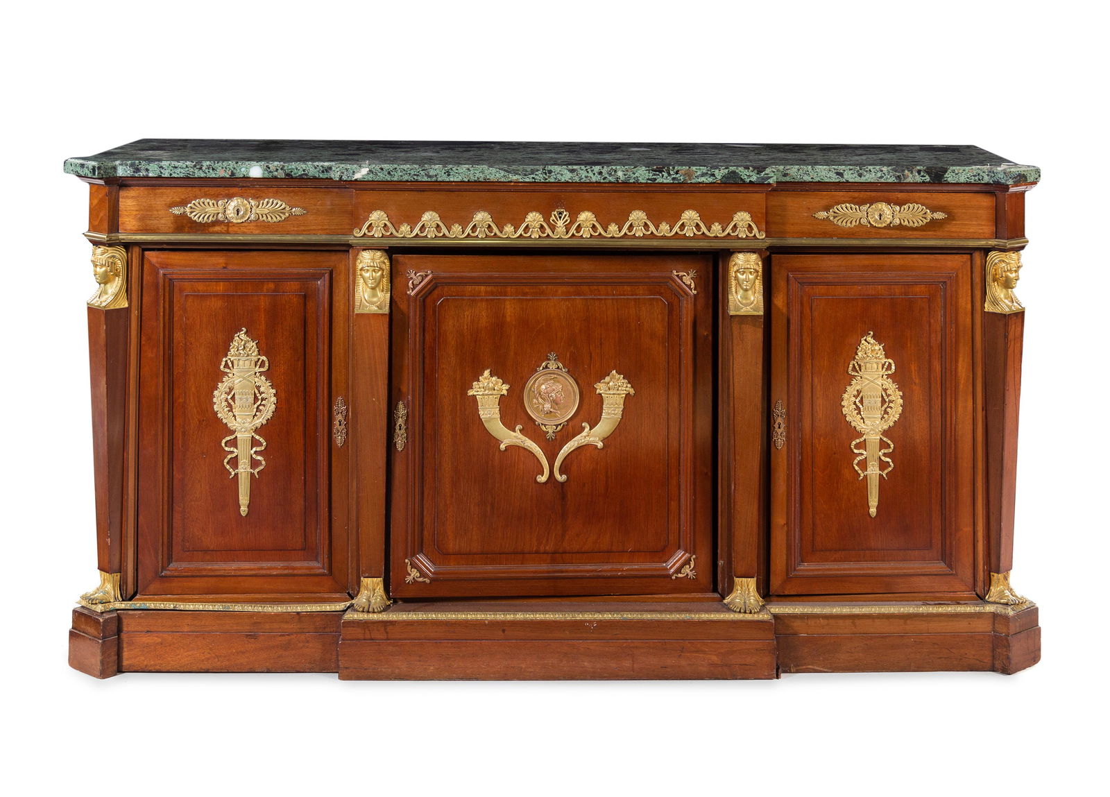 An Empire Gilt Bronze Mounted Mahogany and Marble-Top (1 of 1)
