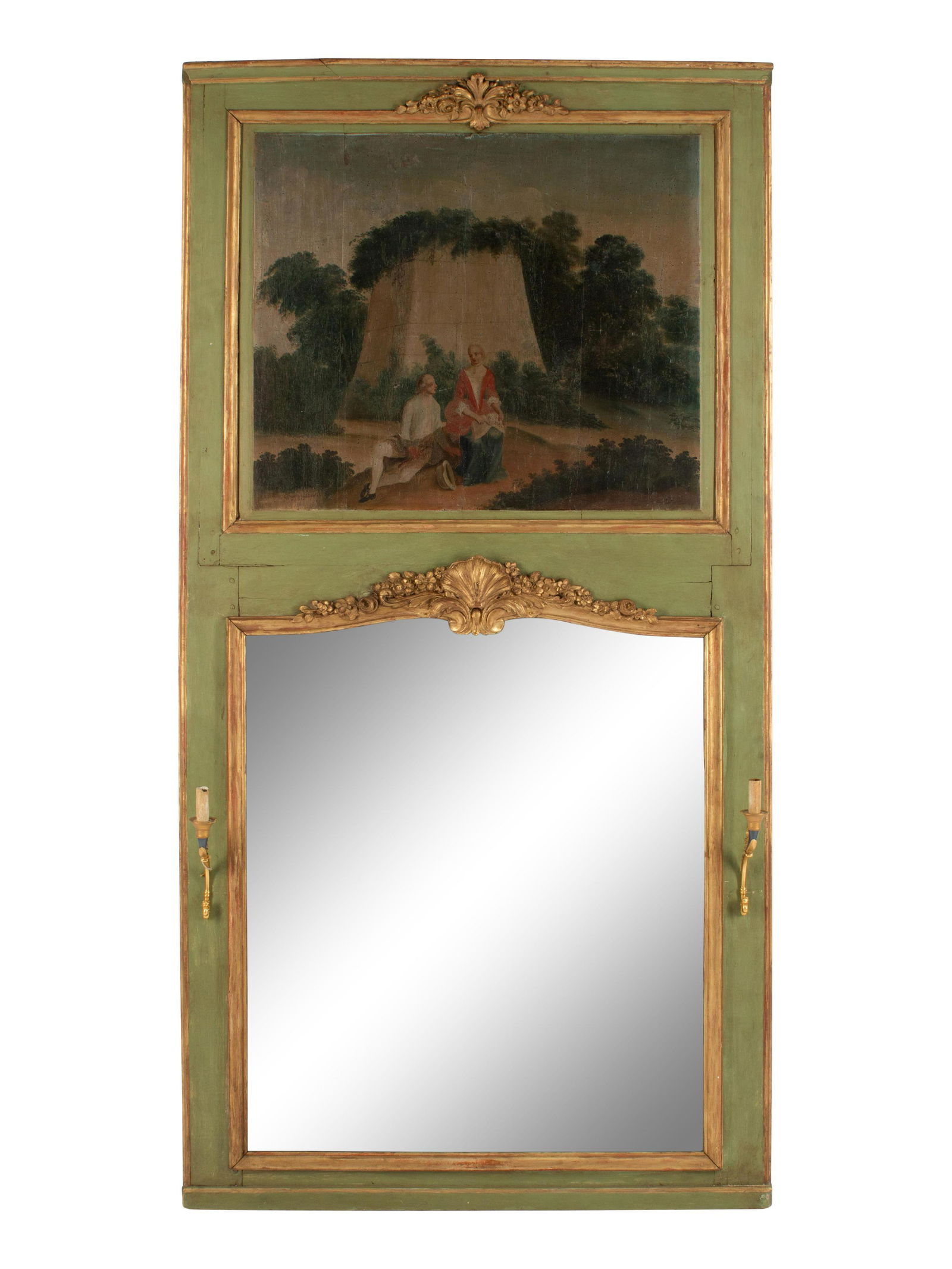 A French Painted and Parcel Gilt Trumeau Mirror (1 of 1)