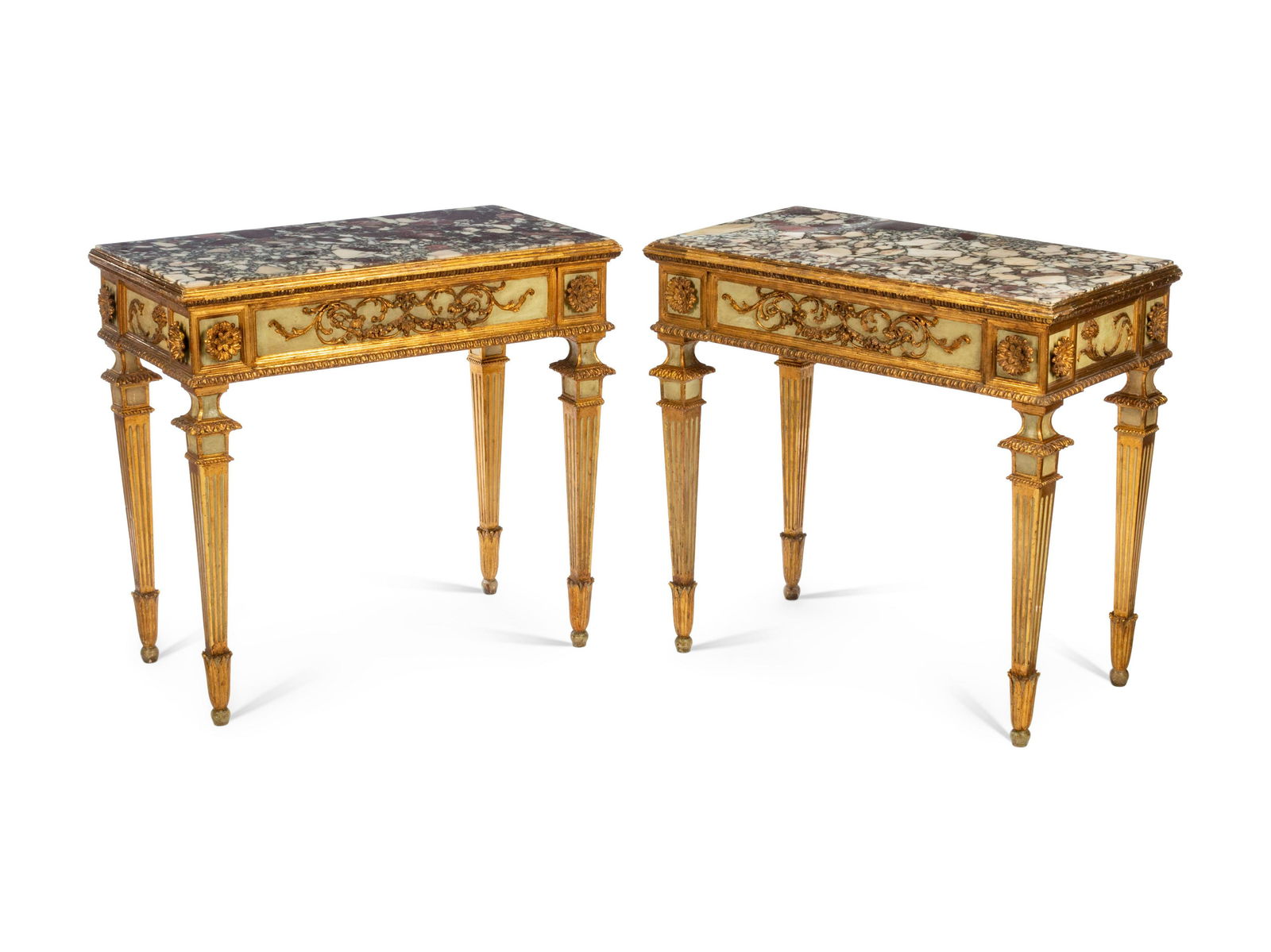 A Pair of Italian Painted and Parcel Gilt Console (1 of 1)