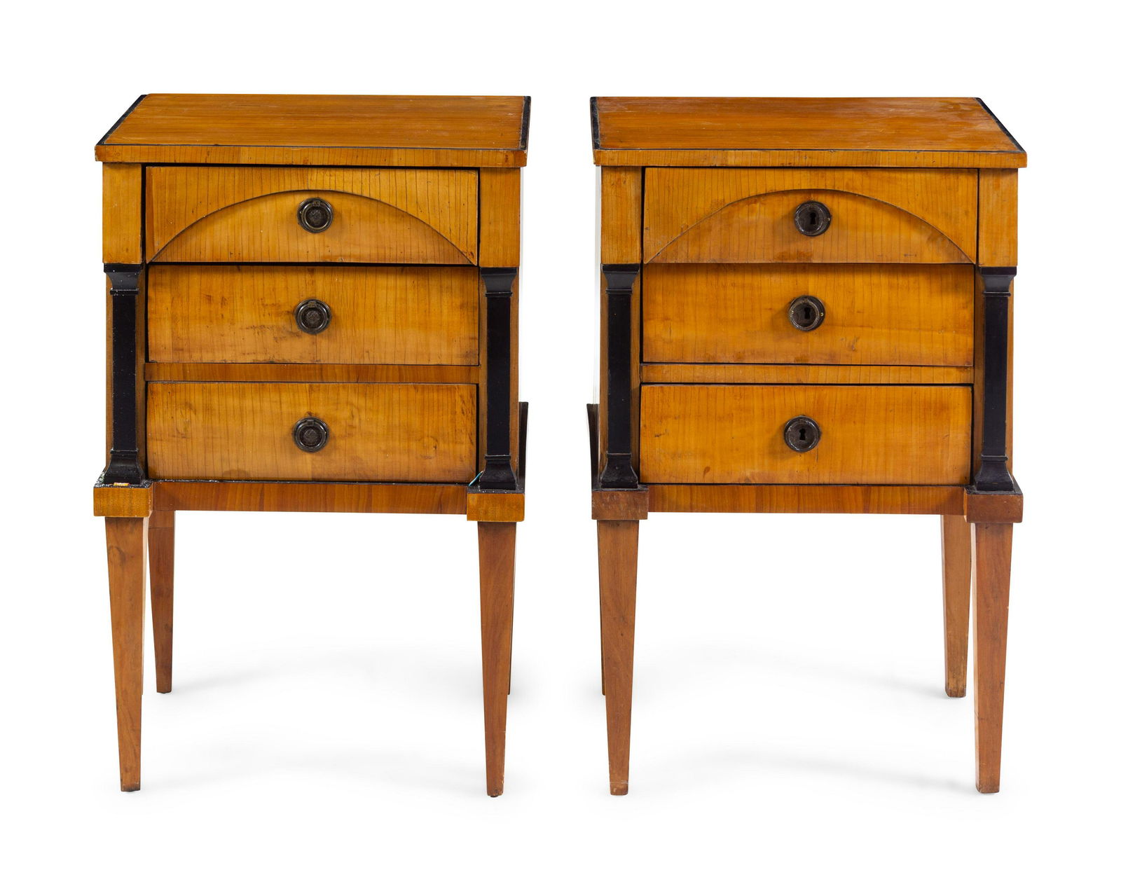 A Pair of Biedermeier Parcel Ebonized Birch Nightstands (1 of 2)