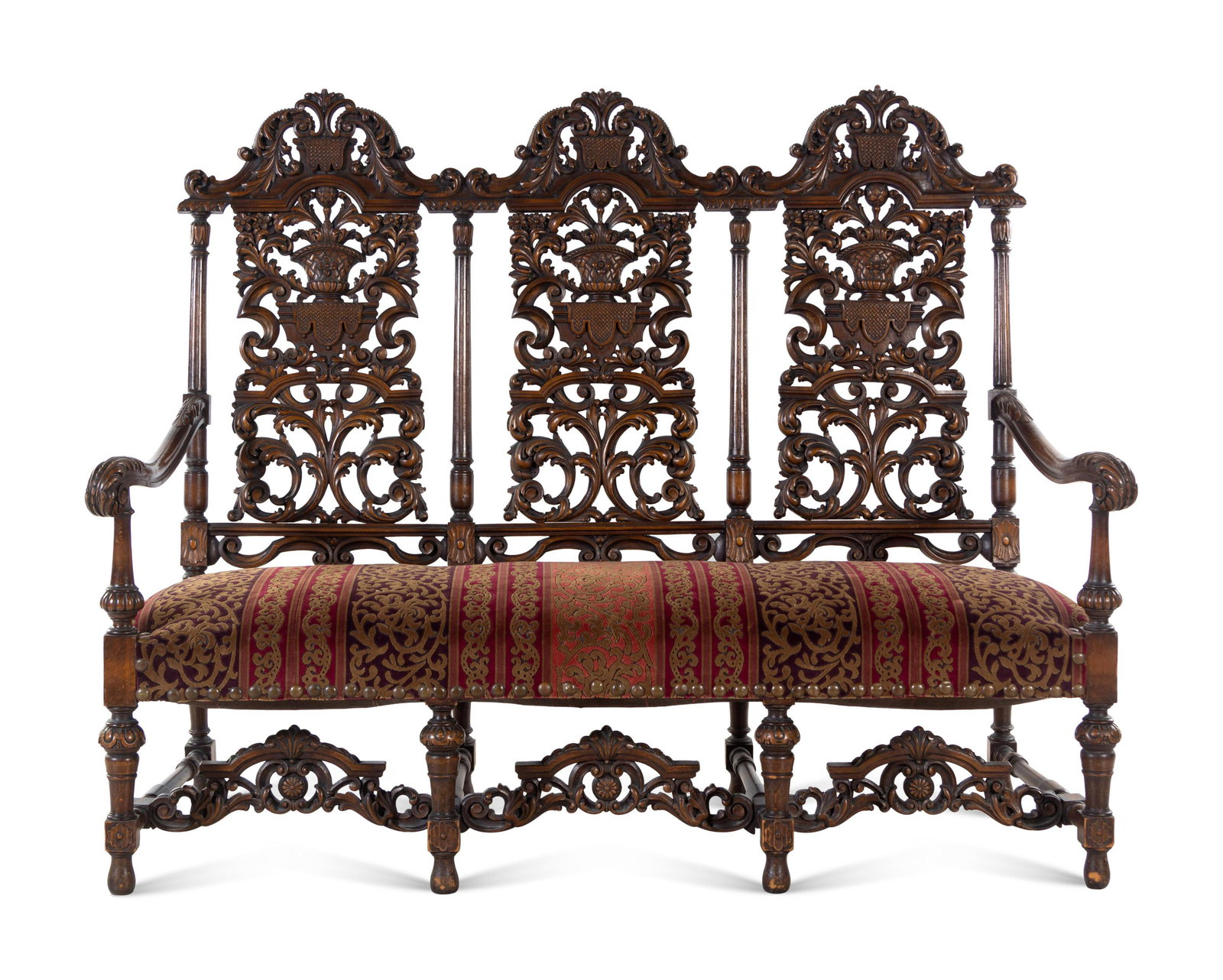 A William and Mary Style Carved Walnut Bench (1 of 2)