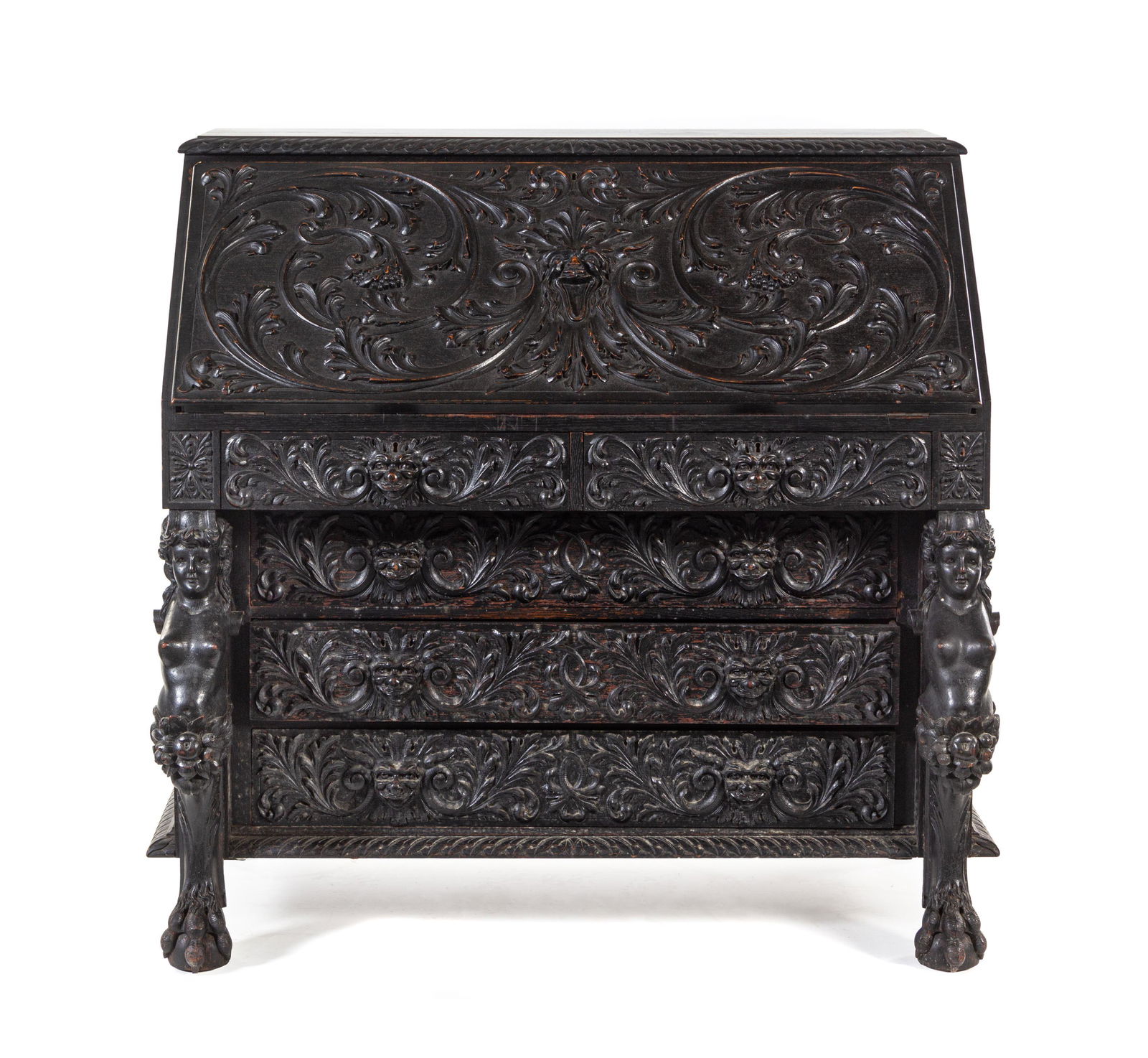 A Renaissance Revival Carved Slant-Front Desk (1 of 3)
