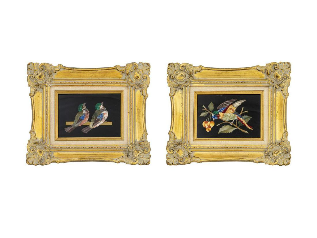 Three Italian Pietra Dura Plaques Each 5 x 6 1/2 (1 of 1)