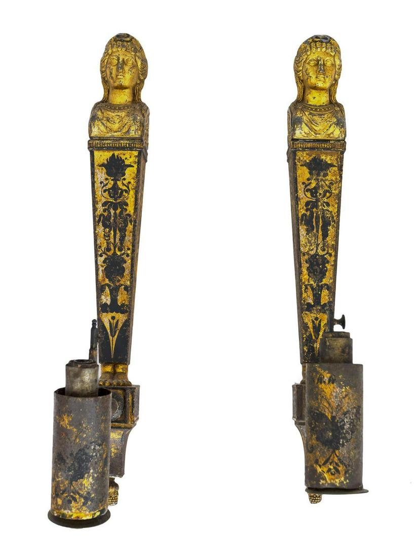 A Pair of Directoire Style Tole Sconces  Height of (1 of 1)