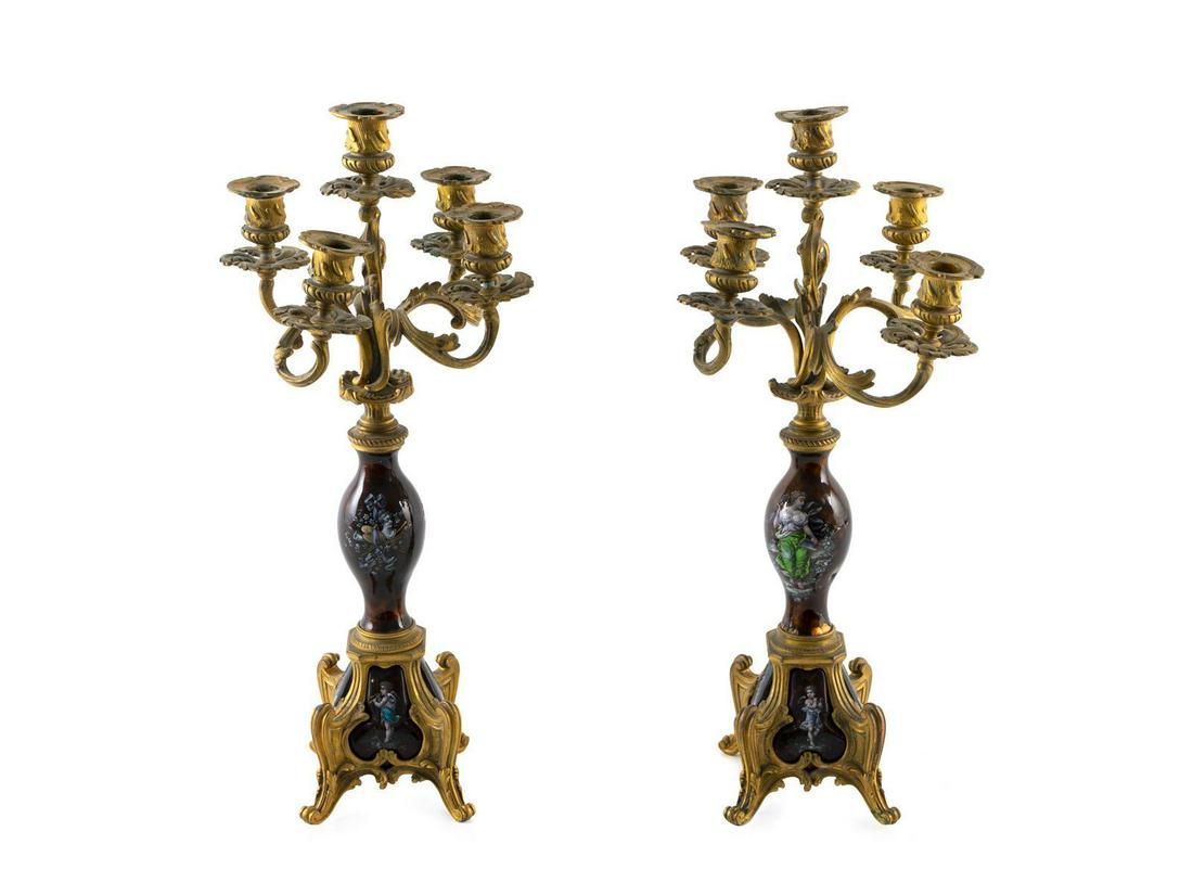 A Pair of Louis XVI Style  Bronze Mounted Enamel (1 of 1)