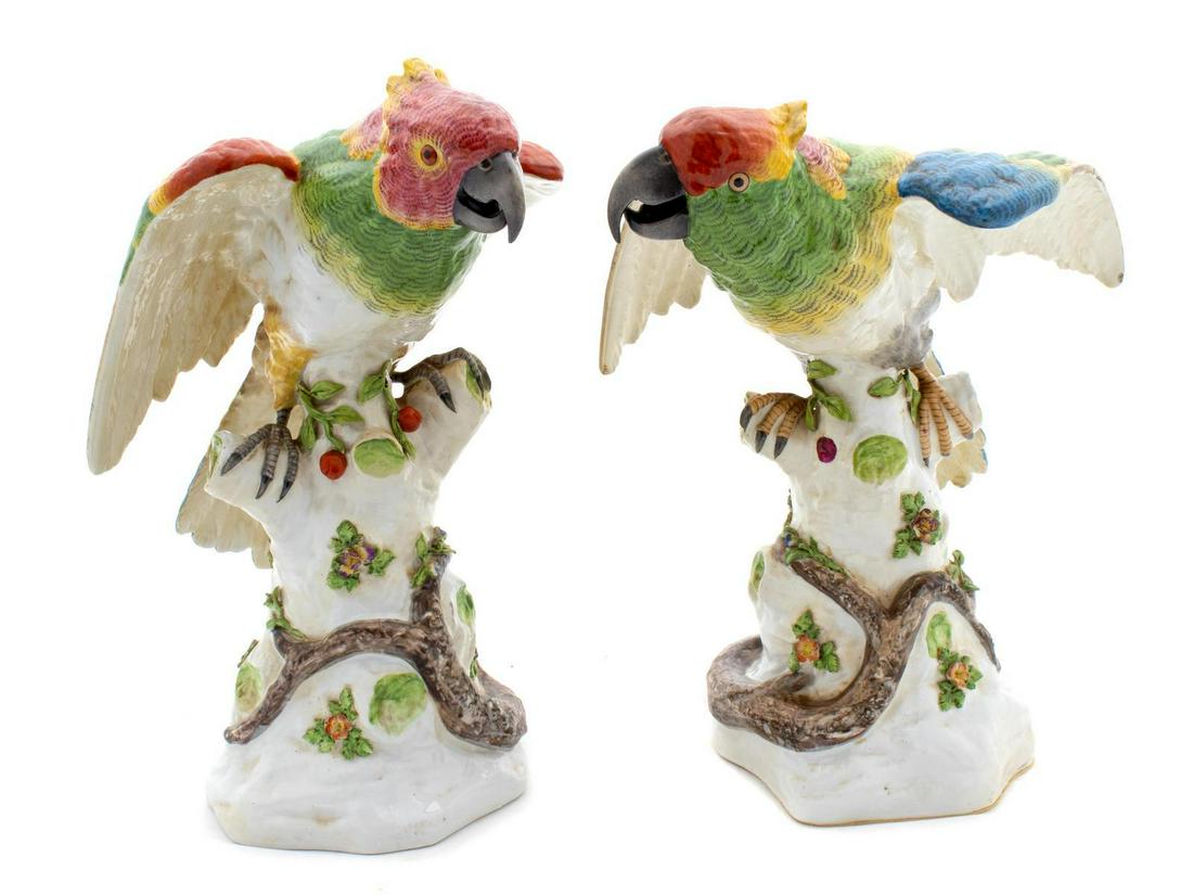 A Pair of French Porcelain Parrots Height 13/4 inches. (1 of 1)