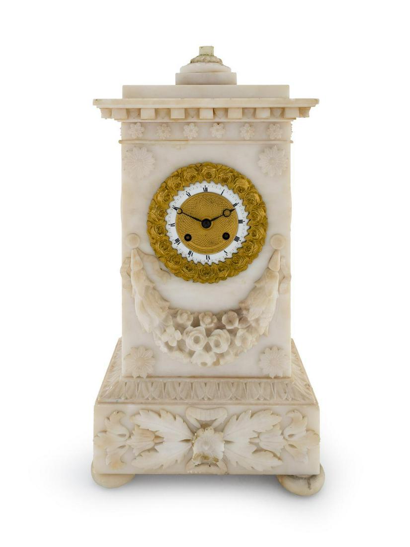 A Louis XVI Style Alabaster Mantel Clock Height 16 1/2 (1 of 1)