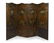An English Painted Leather Four Panel Floor Screen