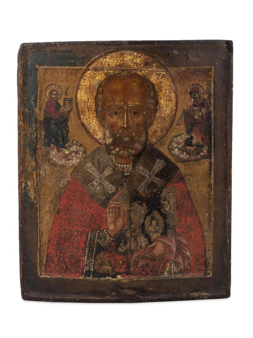Russian Icon of St. Nicholas 10 1/4 x 12 1/2 inches. (1 of 1)
