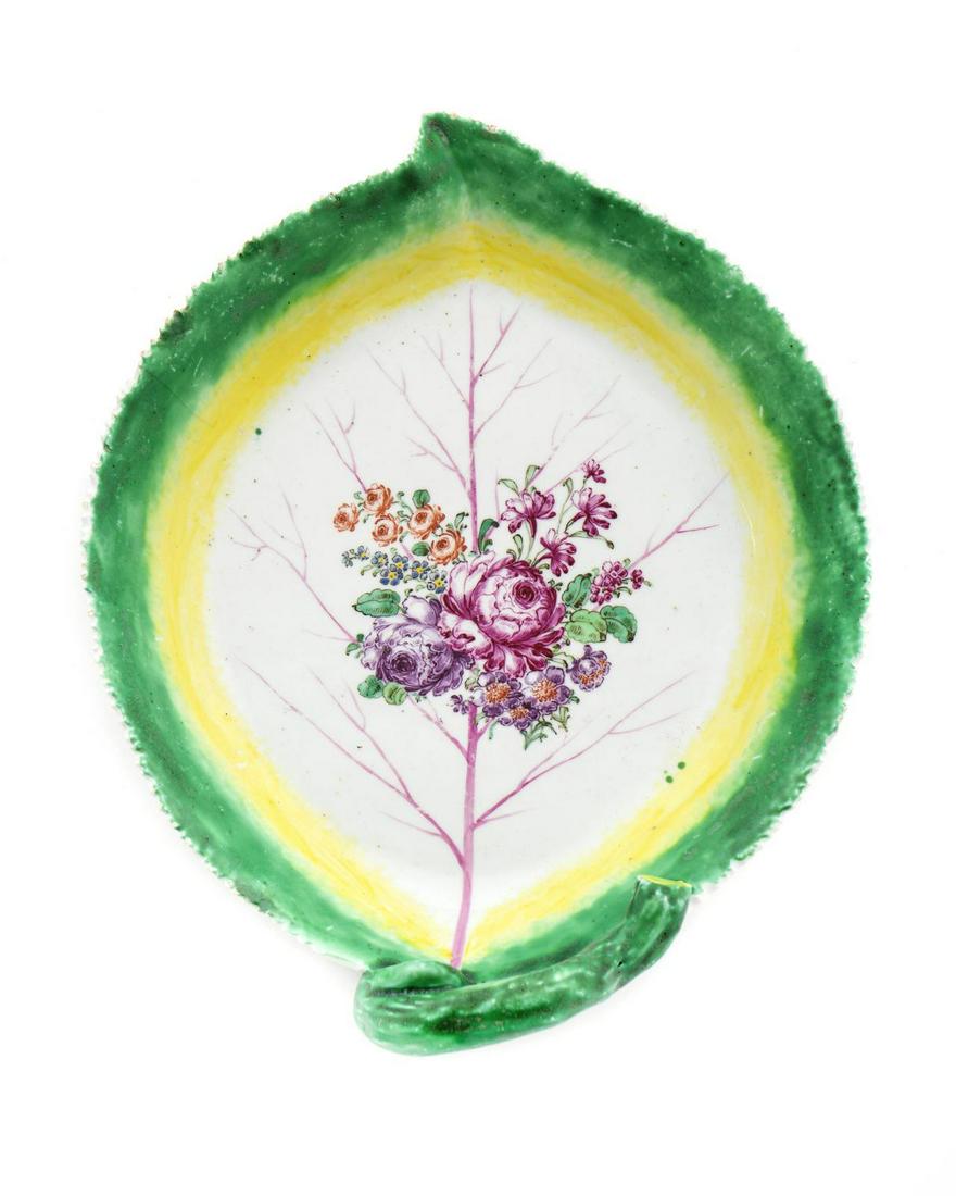 An English Porcelain Leaf-shape Dish Length 10 1/2 (1 of 1)