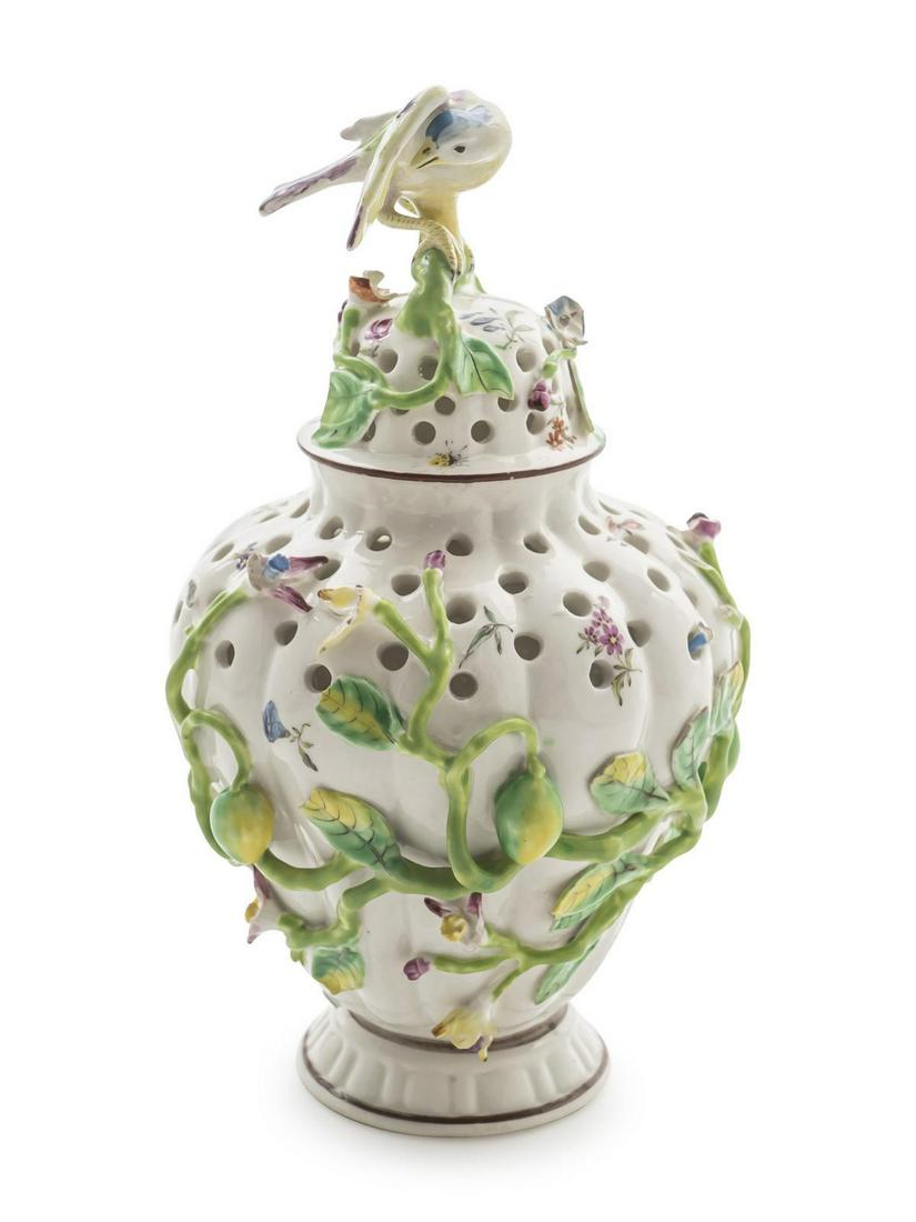 An English Porcelain Potpourri Vase with Lid Height 9 (1 of 1)
