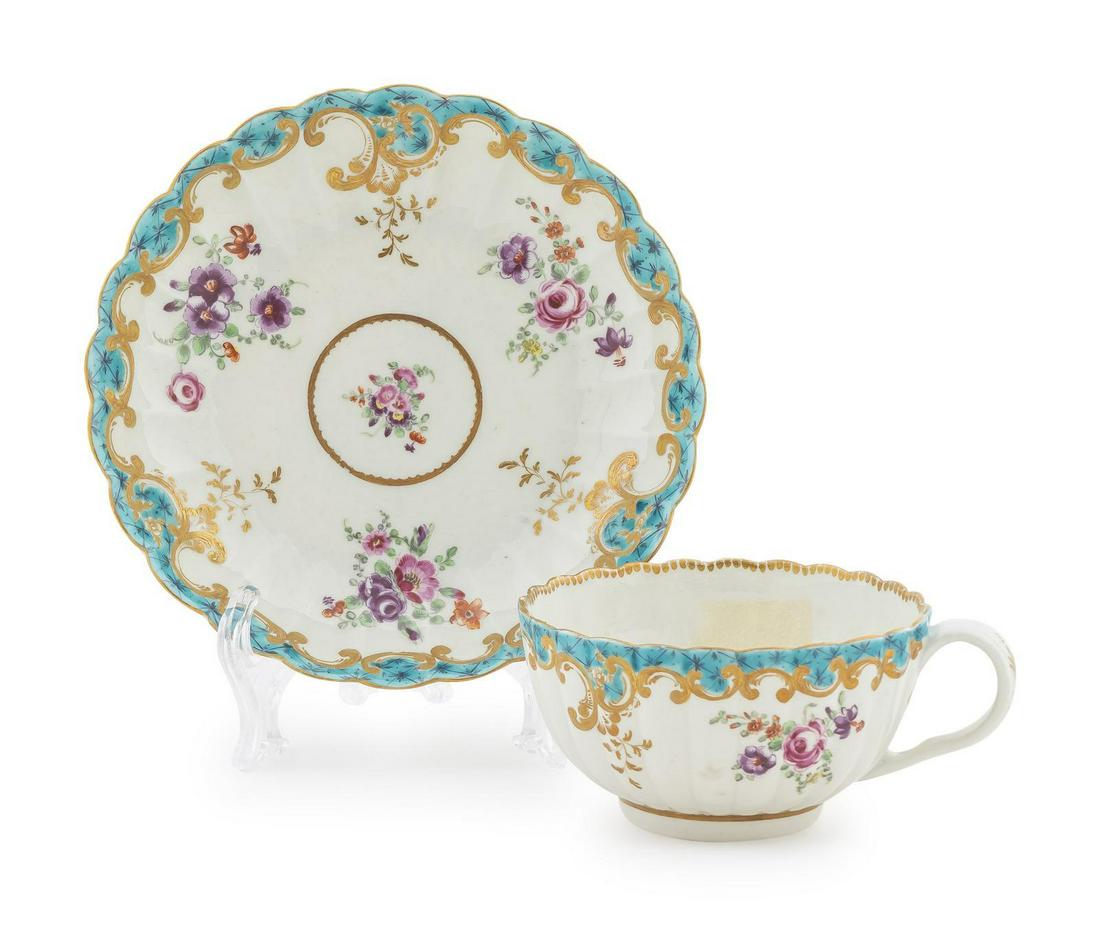 A Dr. Wall Worcester Porcelain Teacup and Saucer (1 of 1)