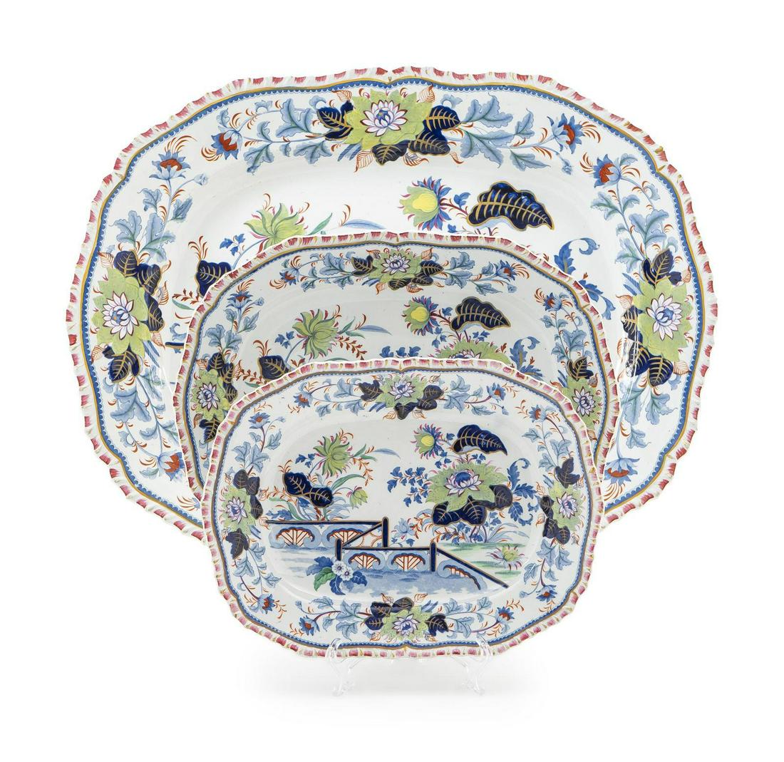 Four Graduated English Stoneware Platters Largest, (1 of 1)