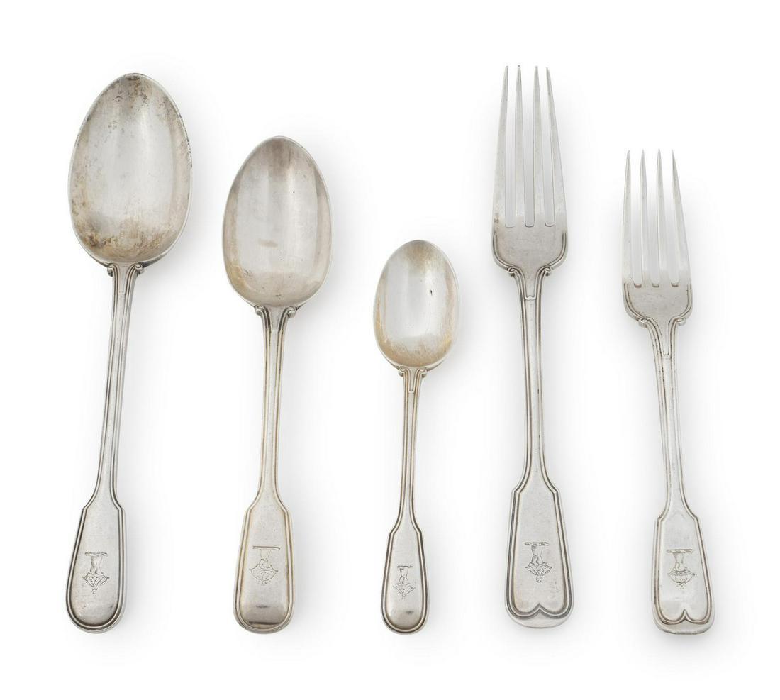 An English Silver Assembled Part Flatware Service (1 of 1)