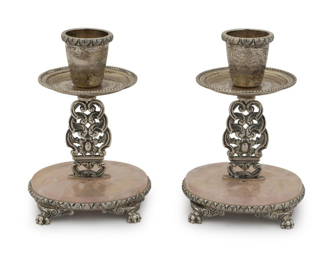 A Pair of Italian .800 Silver and Rose Quartz (1 of 1)