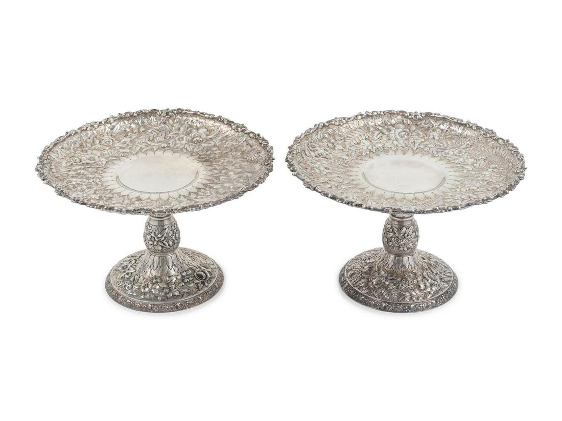 A Pair of Tiffany & Co. Silver Repousse Compotes Height (1 of 2)