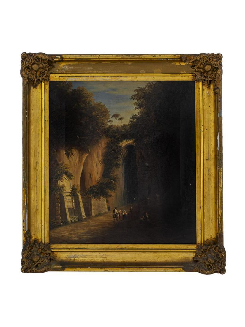 Continental School (19th Century) Untitled (Entrance to: Continental School (19th Century) Untitled (Entrance to the City) oil on canvas signed (lower right) Framed dimensions 19 x 17 1/2 inches.