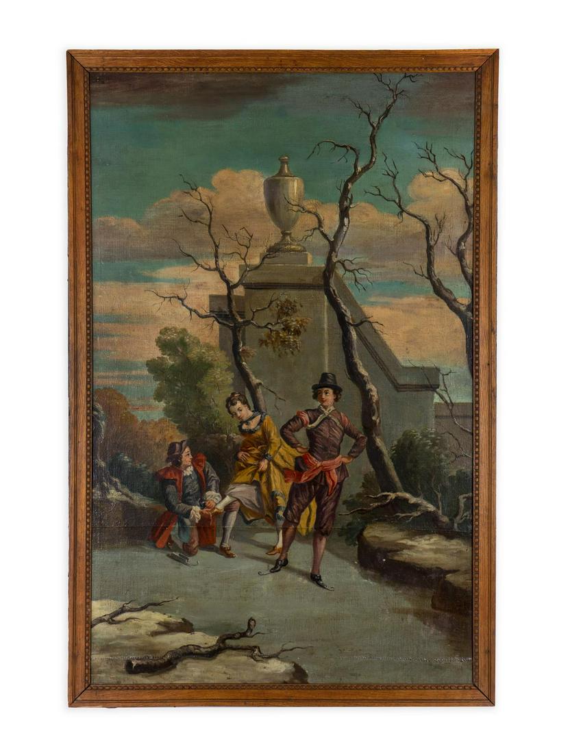 Continental School (19th Century) Ice Skating: Continental School (19th Century) Ice Skating oil on panel Framed 51 x 34 inches.