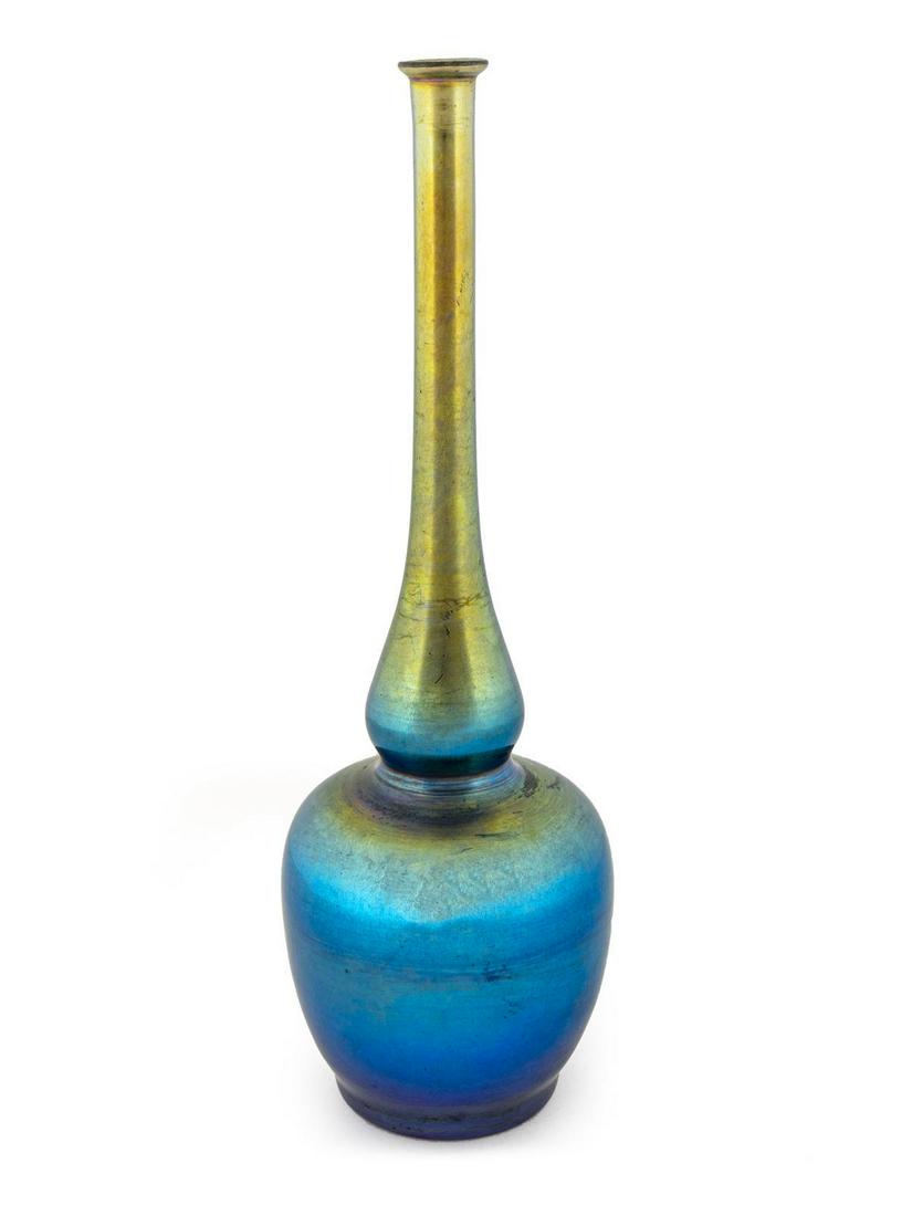 A Tiffany Studios Blue Favrile Glass Stick-Neck Vase (1 of 2)