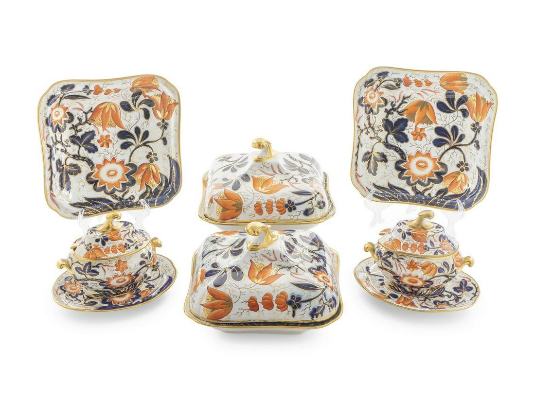 A Group of English Imari Palette Porcelain Largest, (1 of 1)