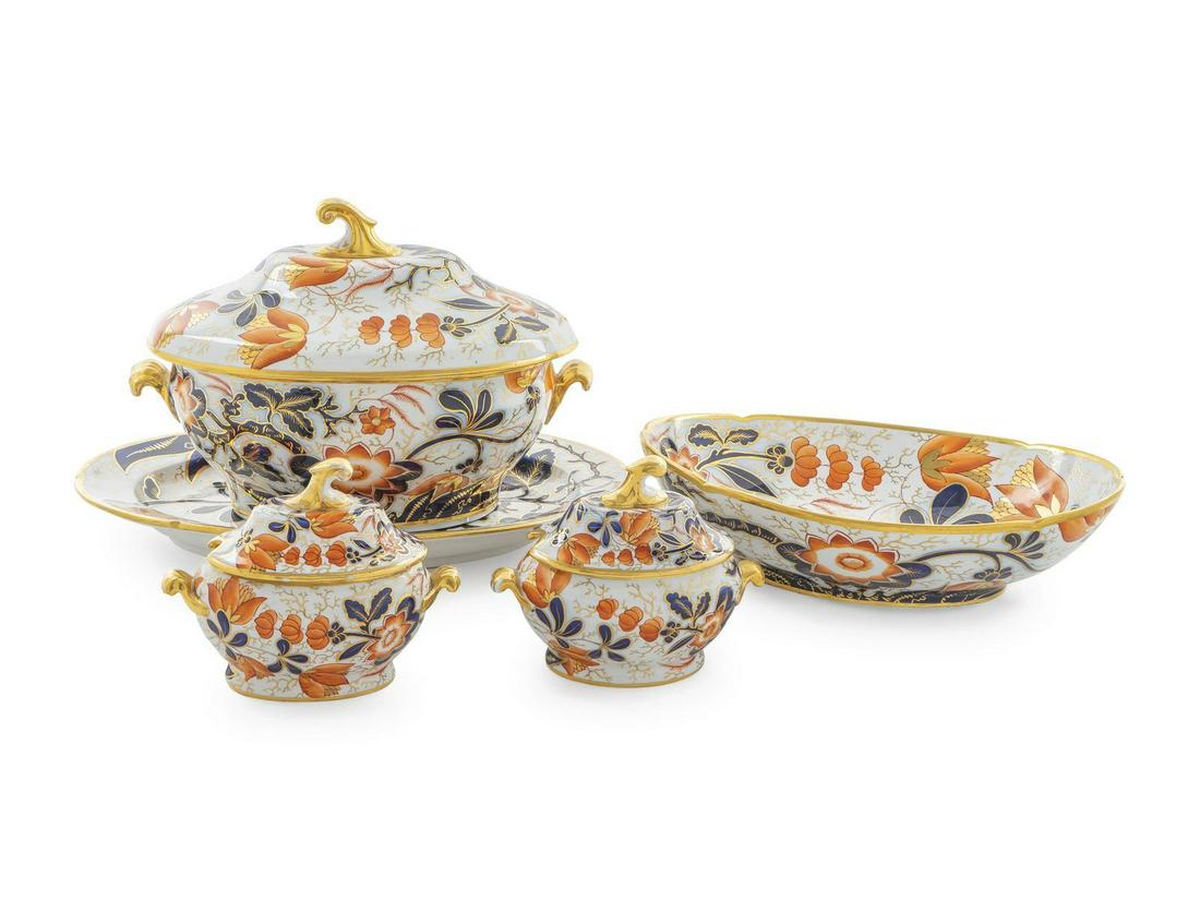 A Group of English Imari Palette Porcelain Length of (1 of 1)