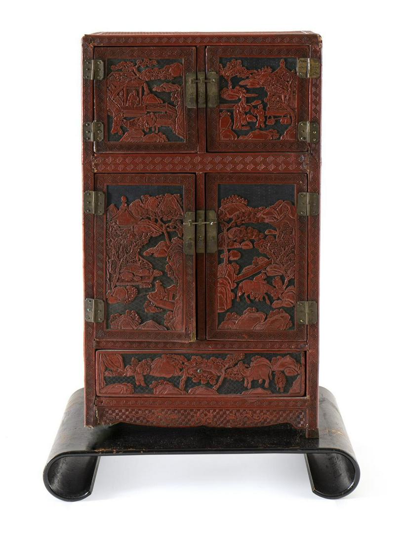 A Chinese Cinnabar Lacquer Kang Cabinet Height 26 x (1 of 1)