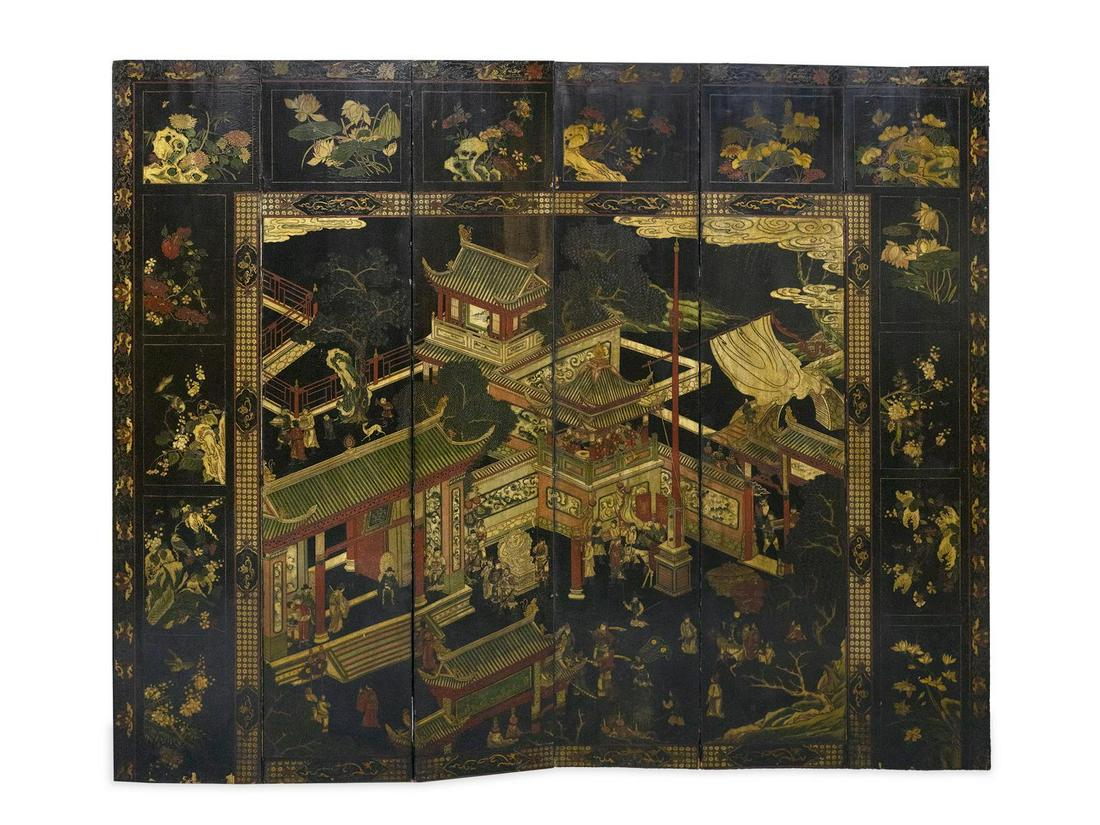 A Chinese Six-Panel Coromandel Screen Height of each (1 of 1)